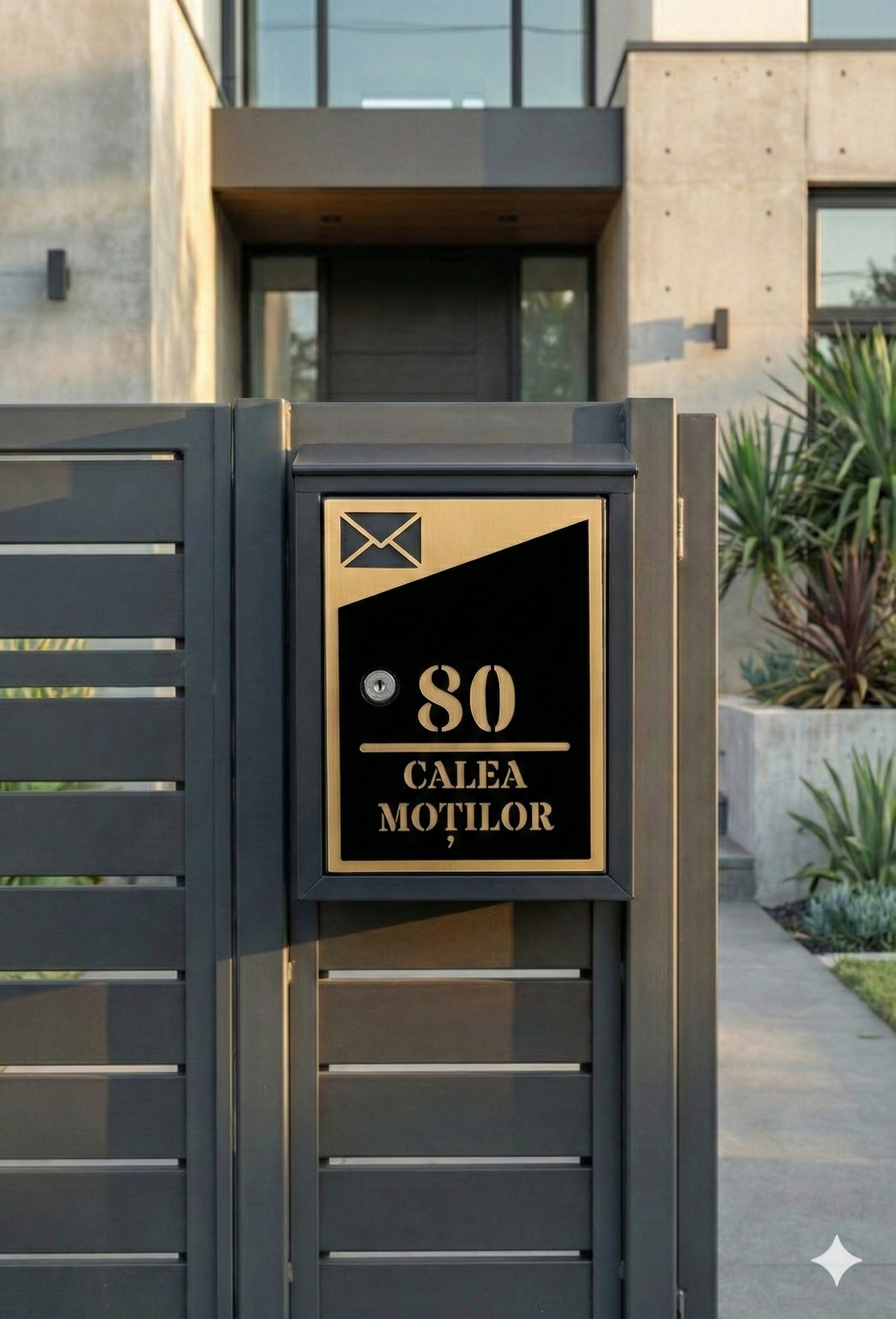 Cutie Poștală Personalizată, Modernă, Luxury - Negru & Auriu