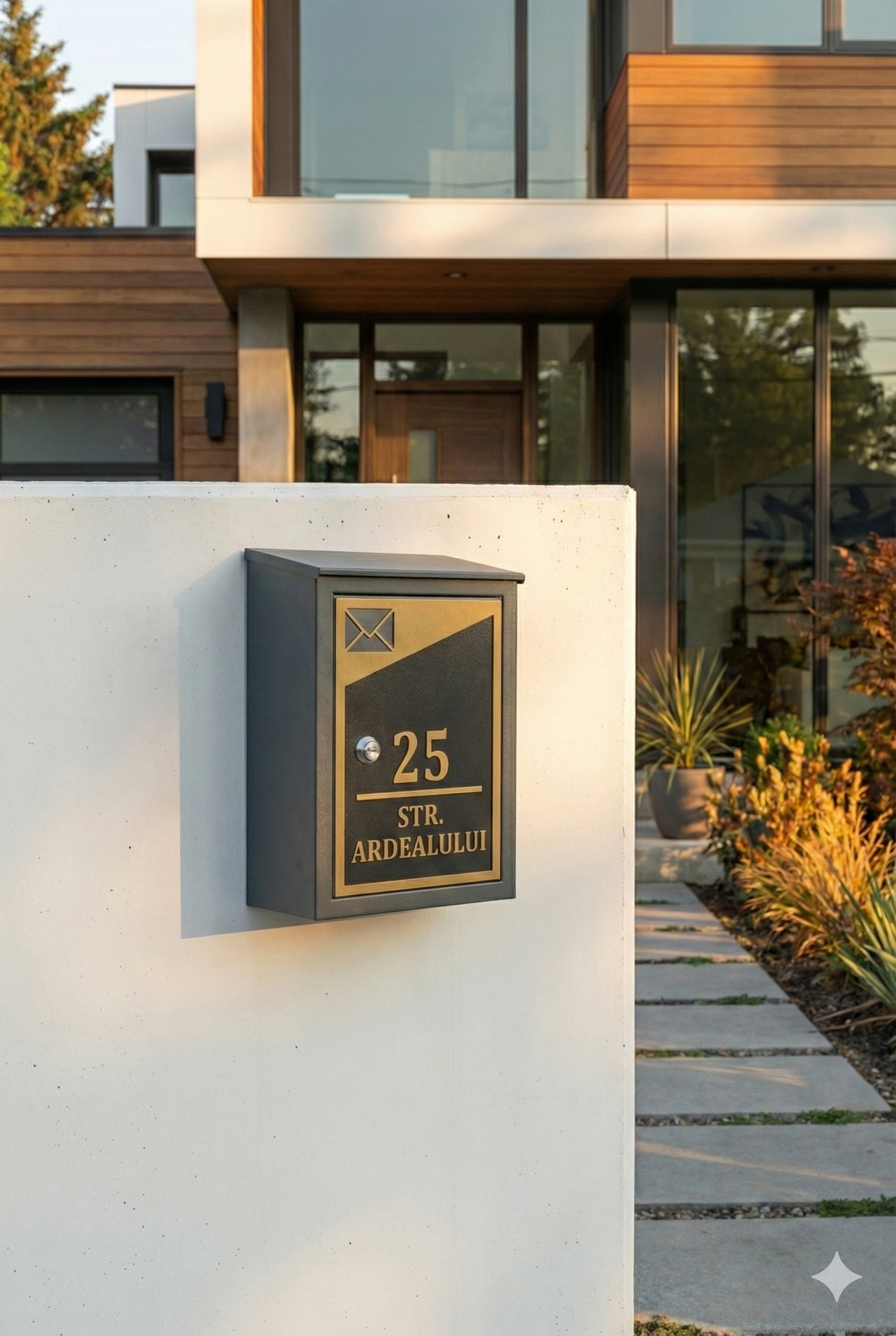 Cutie Poștală Personalizată, Modernă, Luxury - Negru & Auriu