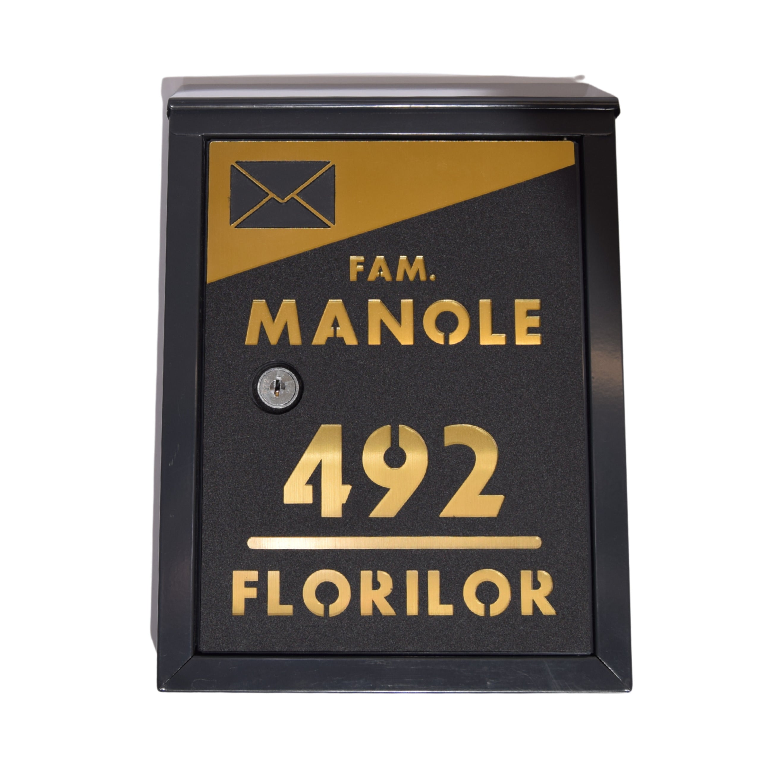 Cutie Poștală Personalizată, Modernă, Luxury - Negru & Auriu