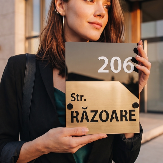 Număr Casă / Apartament Model Razoare, Negru Lucios sau Negru Mat