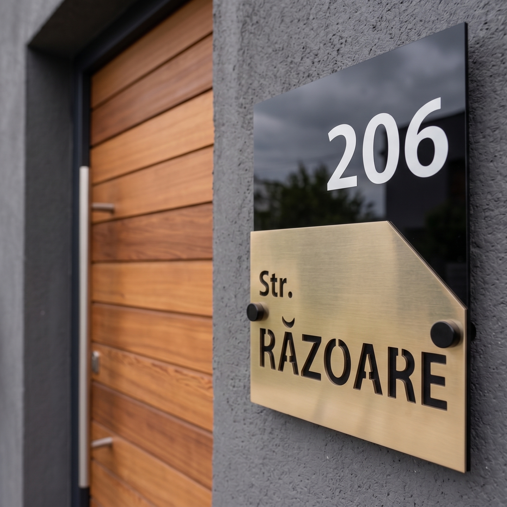 Număr Casă / Apartament Model Razoare, Negru Lucios sau Negru Mat