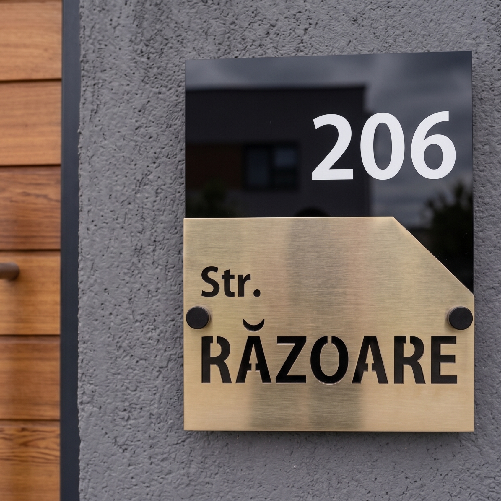 Număr Casă / Apartament Model Razoare, Negru Lucios sau Negru Mat