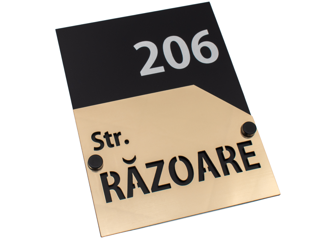 Număr Casă / Apartament Model Razoare, Negru Lucios sau Negru Mat