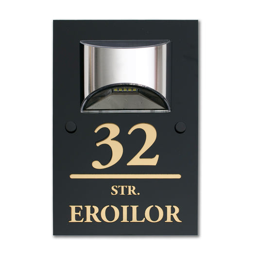 Număr de Casă Luxury, Personalizat, cu Lampă Solară